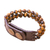 Leather accented tiger's eye beaded bracelet, 'Nature's Intrigue' - Handmade Tiger's Eye and Leather Beaded Snap Clasp Bracelet (image 2d) thumbail