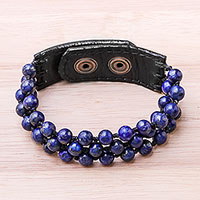 Lapis lazuli beaded bracelet, 'Nature's Wish'