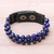 Lapis lazuli beaded bracelet, 'Nature's Wish' - Handmade Lapis Lazuli and Leather Beaded Snap Clasp Bracelet (image 2) thumbail