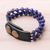 Lapis lazuli beaded bracelet, 'Nature's Wish' - Handmade Lapis Lazuli and Leather Beaded Snap Clasp Bracelet (image 2b) thumbail