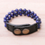 Lapis lazuli beaded bracelet, 'Nature's Wish' - Handmade Lapis Lazuli and Leather Beaded Snap Clasp Bracelet (image 2c) thumbail
