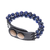 Lapis lazuli beaded bracelet, 'Nature's Wish' - Handmade Lapis Lazuli and Leather Beaded Snap Clasp Bracelet (image 2d) thumbail