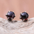 Garnet stud earrings, 'Petite Glow' - Handcrafted Garnet and Sterling Silver Stud Earrings thumbail