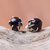 Garnet stud earrings, 'Petite Glow' - Handcrafted Garnet and Sterling Silver Stud Earrings (image 2b) thumbail