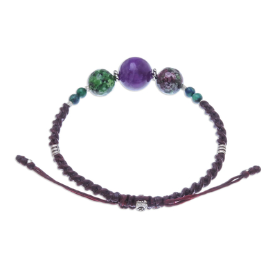 Armband mit Perlenanhänger und mehreren Edelsteinen - Armband mit Perlenanhänger und mehreren Edelsteinen aus Thailand