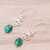 Malachite dangle earrings, 'Enchanted Wind' - Elegant Malachite Dangle Earrings from Thailand