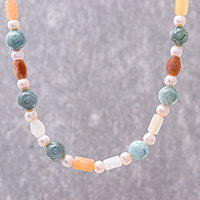 Multi-gemstone beaded long necklace, 'Thai Beauty' - Multi-Gemstone Beaded Long Necklace from Thailand