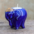 Ceramic tealight holder, 'Serene Elephant' - Handcrafted Ceramic Elephant Tealight Holder in Blue