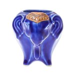 Ceramic tealight holder, 'Serene Elephant' - Handcrafted Ceramic Elephant Tealight Holder in Blue