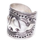 Silver wrap ring, 'Thai Journey' - Elephant-Themed Karen Silver Wrap Ring from Thailand