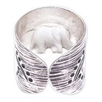 Silver wrap ring, 'Thai Journey' - Elephant-Themed Karen Silver Wrap Ring from Thailand