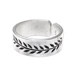 Sterling silver wrap ring, 'Natural Branch' - Leaf Pattern Sterling Silver Wrap Ring from Thailand