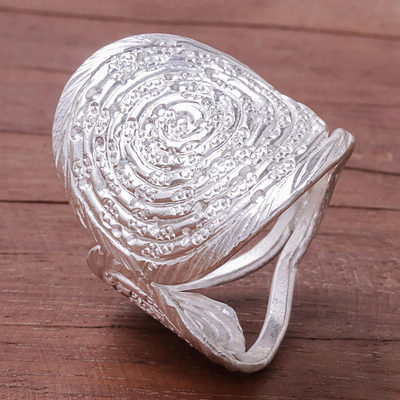 Silver cocktail ring, 'Spiral Chic' - Karen Silver Spiral Cocktail Ring from Thailand