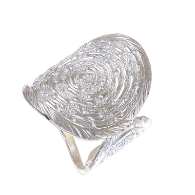 Silver cocktail ring, 'Spiral Chic' - Karen Silver Spiral Cocktail Ring from Thailand