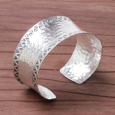 Sterling silver cuff bracelet, Hammered Elegance