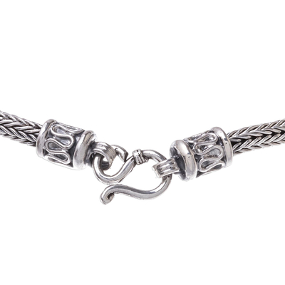 Halskette mit Anhänger aus Sterlingsilber, 'Simply Refined'. - Sterling Silber Kugel und Naga Kette Anhänger Halskette