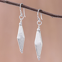 Sterling silver dangle earrings, 'Thai Diamonds'