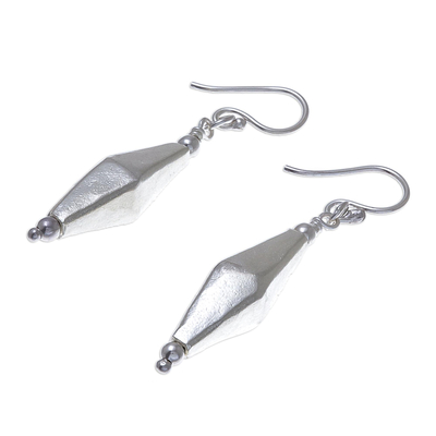 Sterling silver dangle earrings, 'Thai Diamonds' - Diamond-Shaped Sterling Silver Dangle Earrings