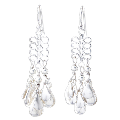 Sterling silver chandelier earrings, 'Lovely Woman' - Sterling Silver Drop Pattern Chandelier Earrings