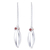 Sterling silver with glass bead accent threader earrings, 'Nested Windows' - Double Ellipse on Chain Sterling Silver Threader Earrings