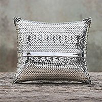 Silver plated brass clutch, 'Thai Weavings' - Woven Silver Plated Brass Clutch from Thailand