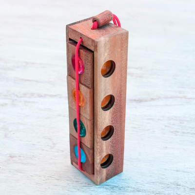 Wood puzzle, 'Traffic Light' - Colorful Wood Brain Teaser Puzzle from Thailand