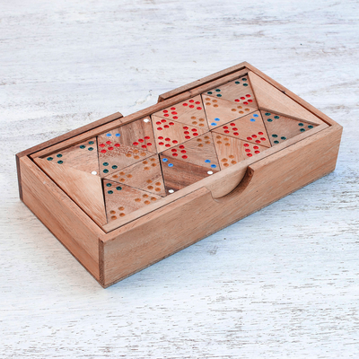 Dreieckiges Domino-Set aus Holz - 3-seitiges Domino-Set aus Holz, hergestellt in Thailand
