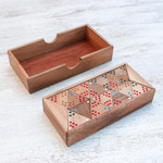 Wood triangular domino set, 'Triple Threat' - Wood 3-Sided Domino Set Crafted in Thailand