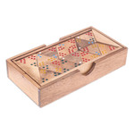 Wood triangular domino set, 'Triple Threat' - Wood 3-Sided Domino Set Crafted in Thailand