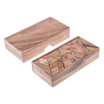 Wood triangular domino set, 'Triple Threat' - Wood 3-Sided Domino Set Crafted in Thailand
