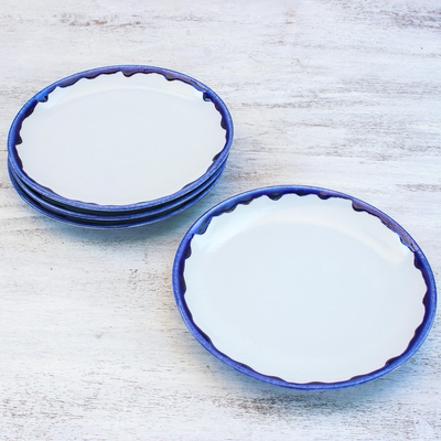 Keramikteller, (4er-Set) - Blaue und weiße Keramikteller aus Thailand (4er-Set)