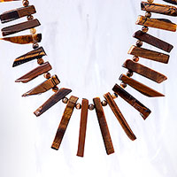 Tiger's eye beaded necklace, 'Tribal Style'