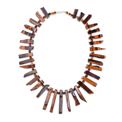 Tiger's eye beaded necklace, 'Tribal Style' - Tribal Tiger's Eye Beaded Necklace from Thailand