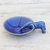 Ceramic incense holder, 'Sipping Elephant' - Elephant-Themed Blue Ceramic Incense Holder from Thailand thumbail