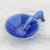 Ceramic incense holder, 'Sipping Elephant' - Elephant-Themed Blue Ceramic Incense Holder from Thailand