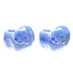 Ceramic egg cups, 'Elephant Sisters' (pair) - Blue Ceramic Elephant Egg Cups from Thailand (Pair)
