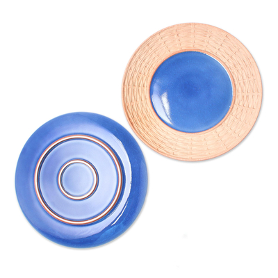 Keramikplatten, (Paar) - Keramikteller in Blau aus Thailand (Paar)