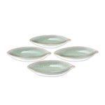 Celadon ceramic appetizer bowls, 'Festive Banana' (set of 4) - Leaf-Shaped Celadon Ceramic Appetizer Bowls (Set of 4)
