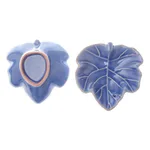 Ceramic bowls, 'Ivy Gourd' (pair) - Leafy Blue Ceramic Appetizer Bowls from Thailand (Pair)