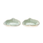 Celadon ceramic bowls, 'Leaves of the Forest' (pair) - Leaf-Shaped Celadon Ceramic Bowls from Thailand (Pair)
