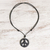 Ceramic pendant necklace, 'Bring Peace in Black' - Hand-Painted Ceramic Peace Necklace in Black from Thailand