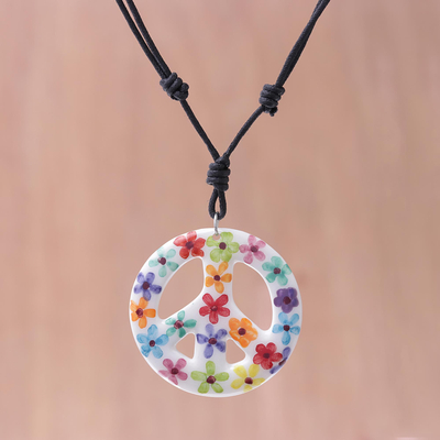 Ceramic pendant necklace, Flower Child
