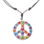 Halskette mit Keramikanhänger - Halskette mit Friedensanhänger aus Keramik mit Blumenmotiv aus Thailand