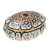 Gilded porcelain decorative box, 'Benjarong Violets' - Violet Motif Gilded Porcelain Decorative Box from Thailand