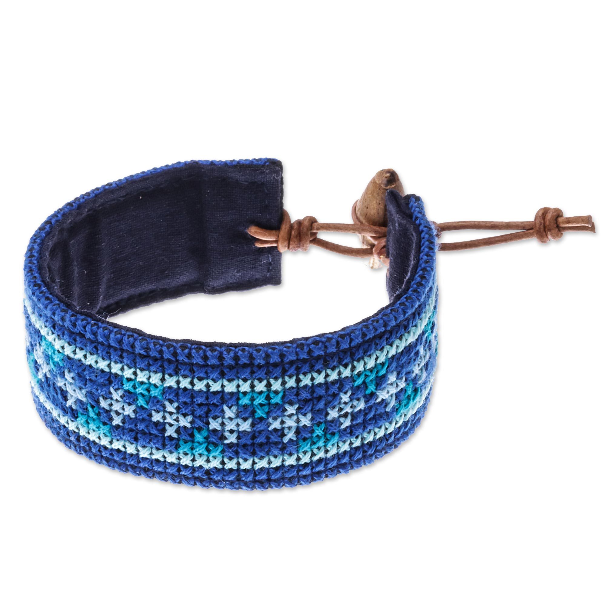 Cross Pattern Hmong Cotton Wristband Bracelet from Thailand Hmong
