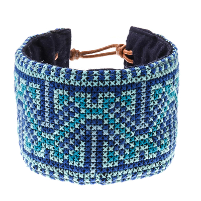 Zigzag Pattern Hmong Cotton Wristband Bracelet from Thailand