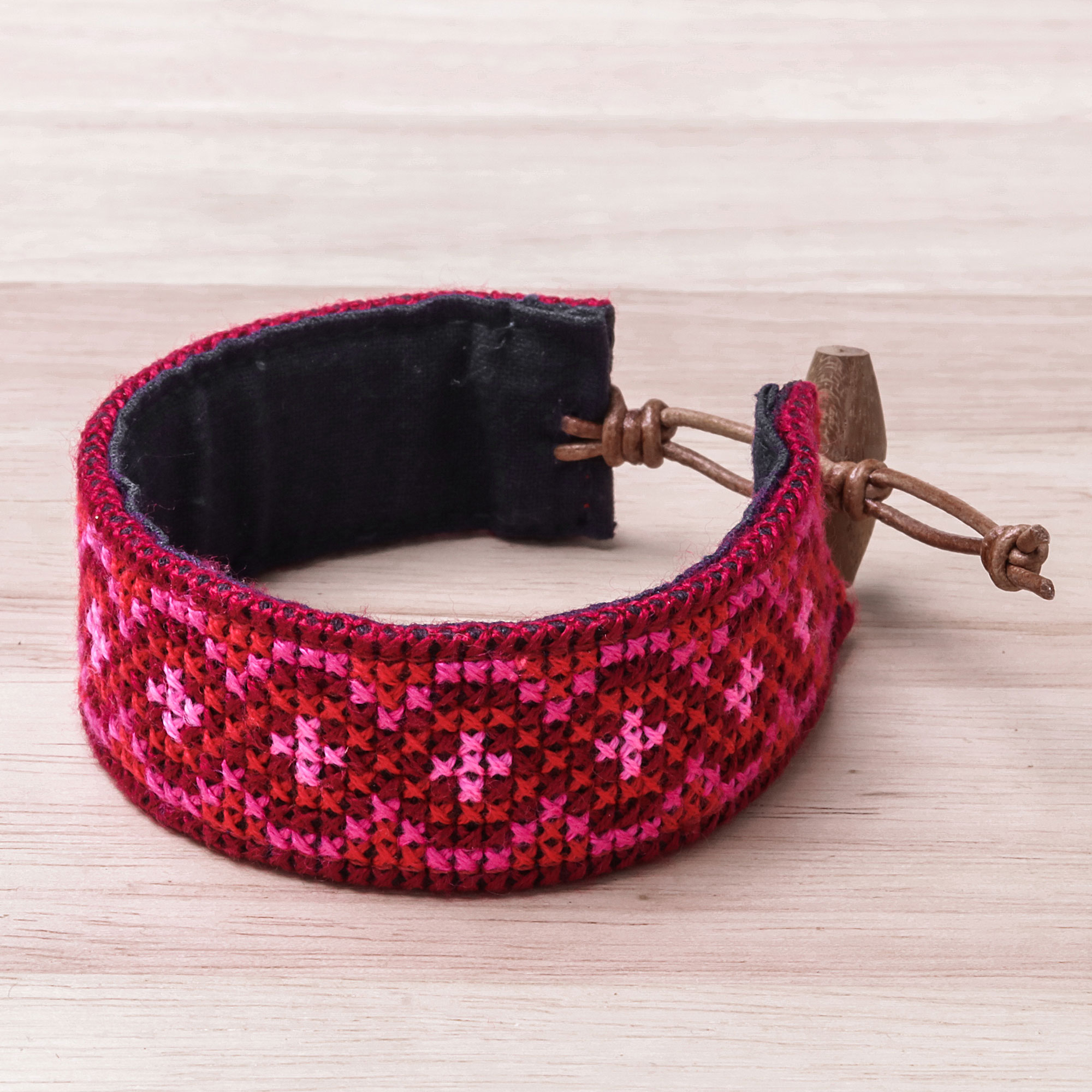 Helix Motif Hmong Cotton Wristband Bracelet from Thailand - Hmong Helix ...