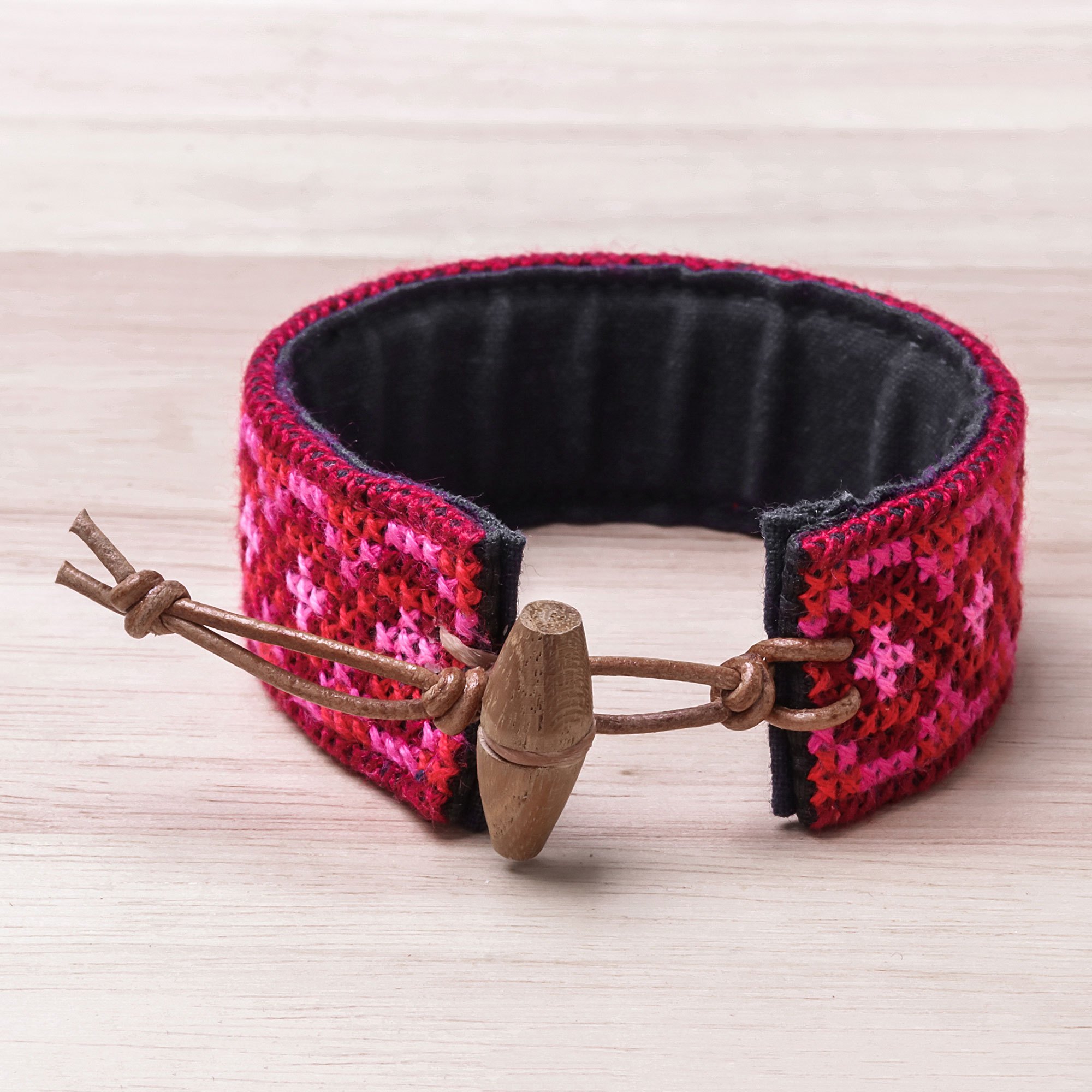 Helix Motif Hmong Cotton Wristband Bracelet from Thailand Hmong Helix