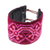 Cotton wristband bracelet, 'Feminine Hmong' - Cross-Stitched Hmong Cotton Wristband Bracelet in Pink