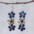 Lapis lazuli beaded dangle earrings, 'Rainbow Blossom' - Lapis Lazuli and Glass Beaded Dangle Earrings from Thailand